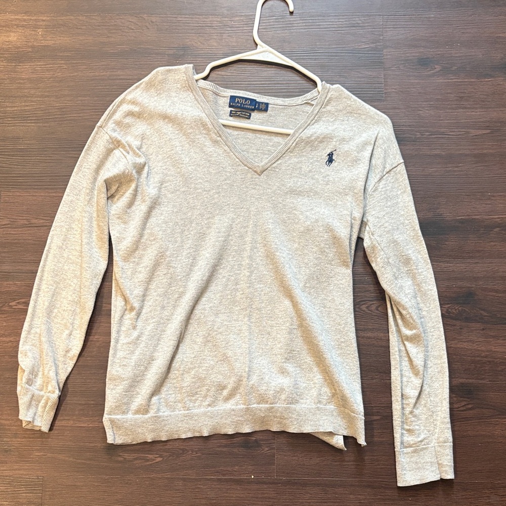 Polo by Ralph Lauren Light Gray V-Neck Pullover